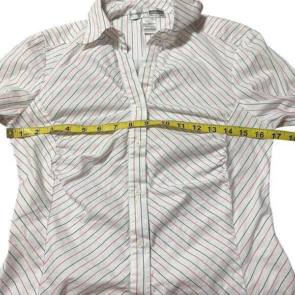 Vintage 90s Necessary Objects Red Black Pinstripe Button Up Top Size Medium - Picture 4 of 6
